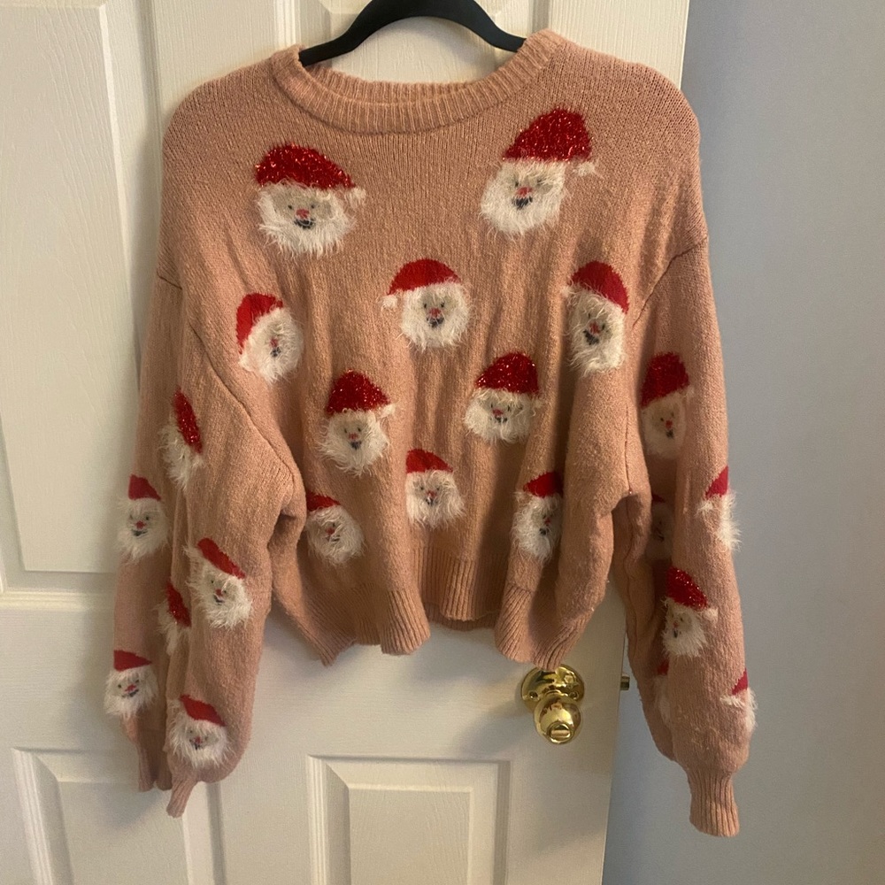 Santa sweater sz large bubble sleeves ugly Christmas